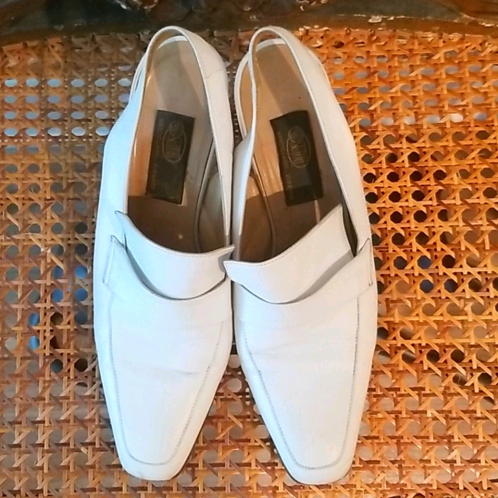 Sutor Mantellassi Made in Florence Italy White leather Sling back Heels Size 7